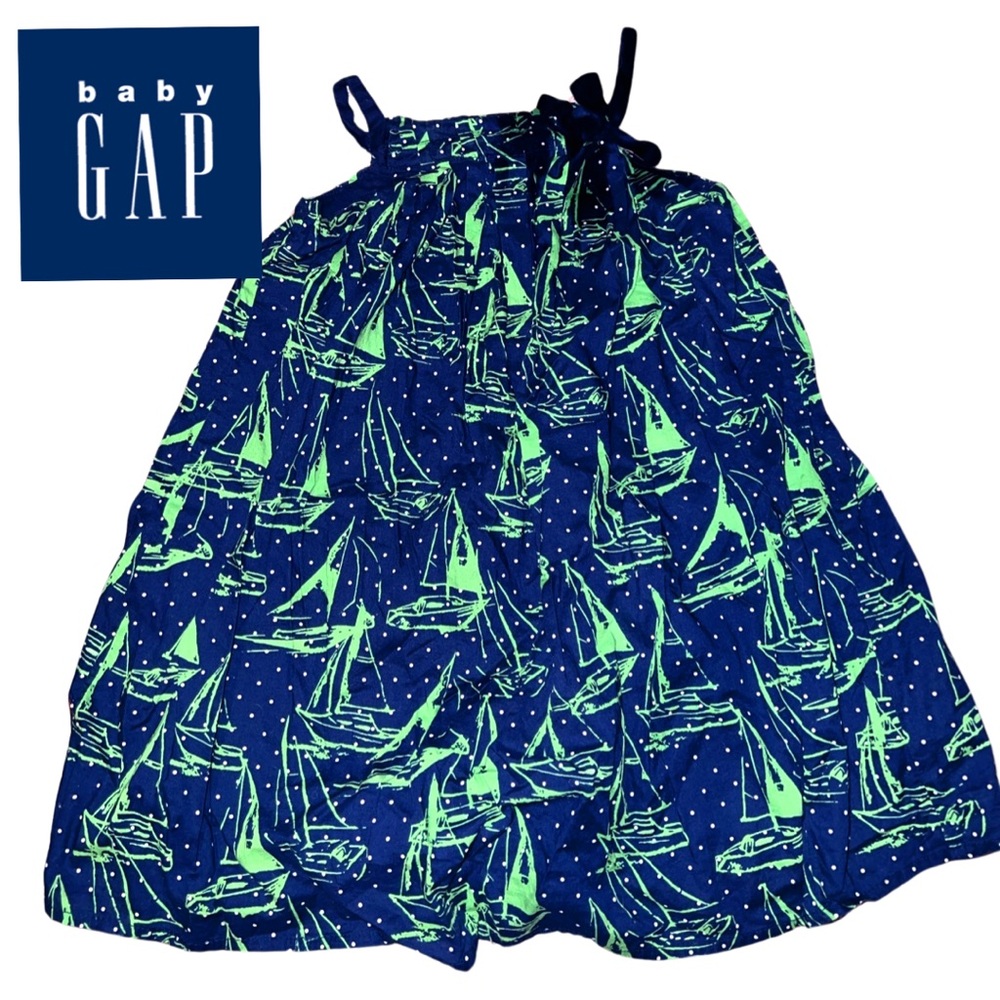 Baby Gap Preppy Cotton Sailboat Print Lined Cotton Summer Dress EUC 3T